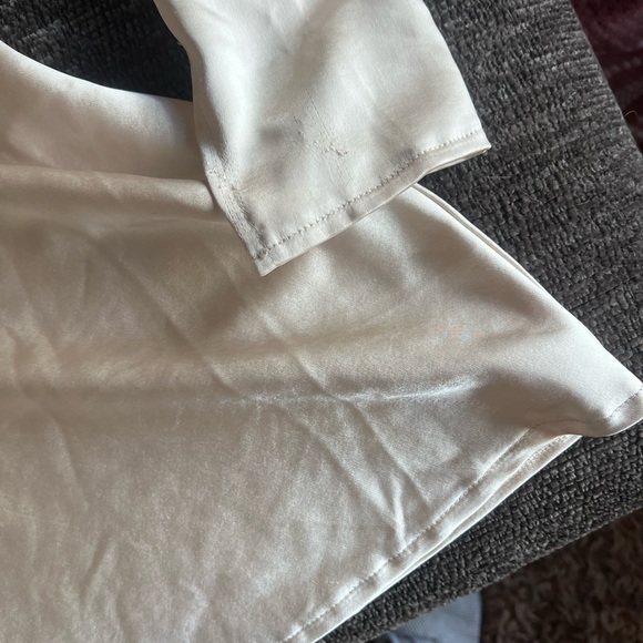 Elegant White Satin Star Power Champagne Mini Dress - Picture 6 of 8